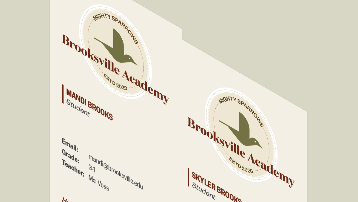 Designed Brooksville Academy business cards for the kids